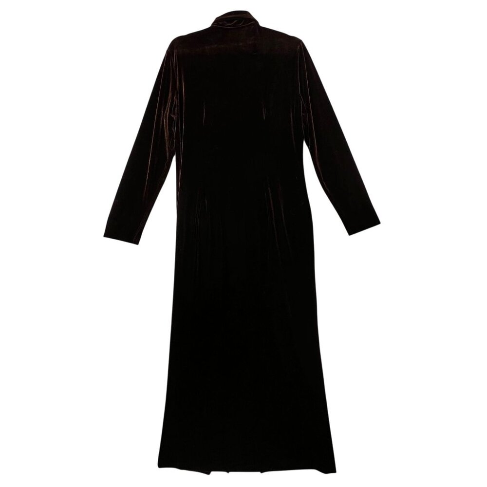 Vtg Misty Lane Brown Velvet Maxi Dress Goth Buttons Long Sleeves Sz 12 Darts USA - Picture 4 of 15